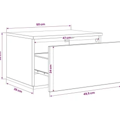 vidaXL Mesas-Mesita de noche de pared con cajón 50 x 36 x 30 cm