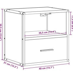 vidaXL Mesita de noche de pared 40x31x39,5 cm Gris sonoma Outlet