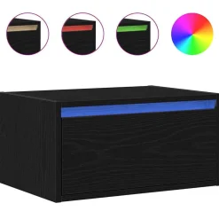 vidaXL Muebles Tv-Mesita de noche de pared con luces LED