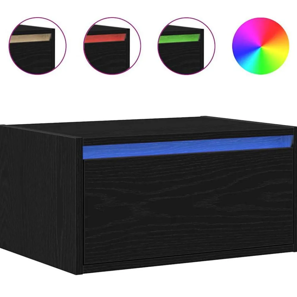 vidaXL Muebles Tv-Mesita de noche de pared con luces LED