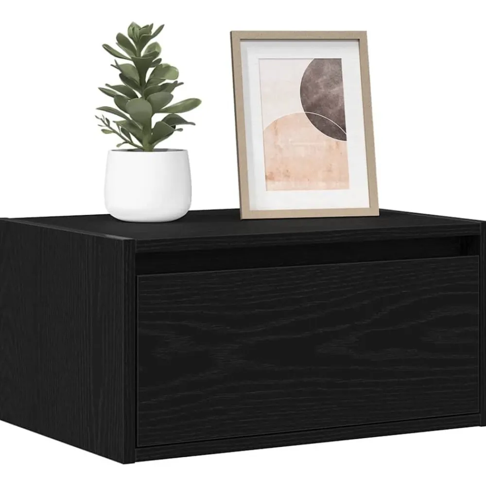 vidaXL Muebles Tv-Mesita de noche de pared con luces LED