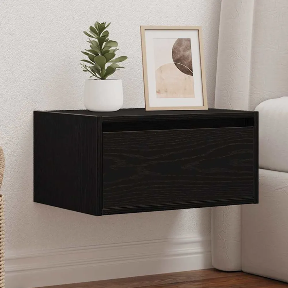 vidaXL Muebles Tv-Mesita de noche de pared con luces LED