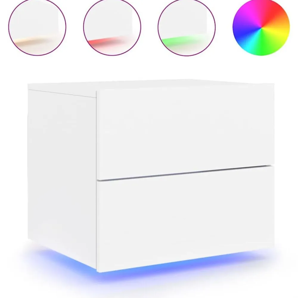 vidaXL Mesas-Mesita de noche de pared con luces LED