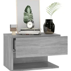vidaXL Mesita de noche de pared Gris sonoma Best