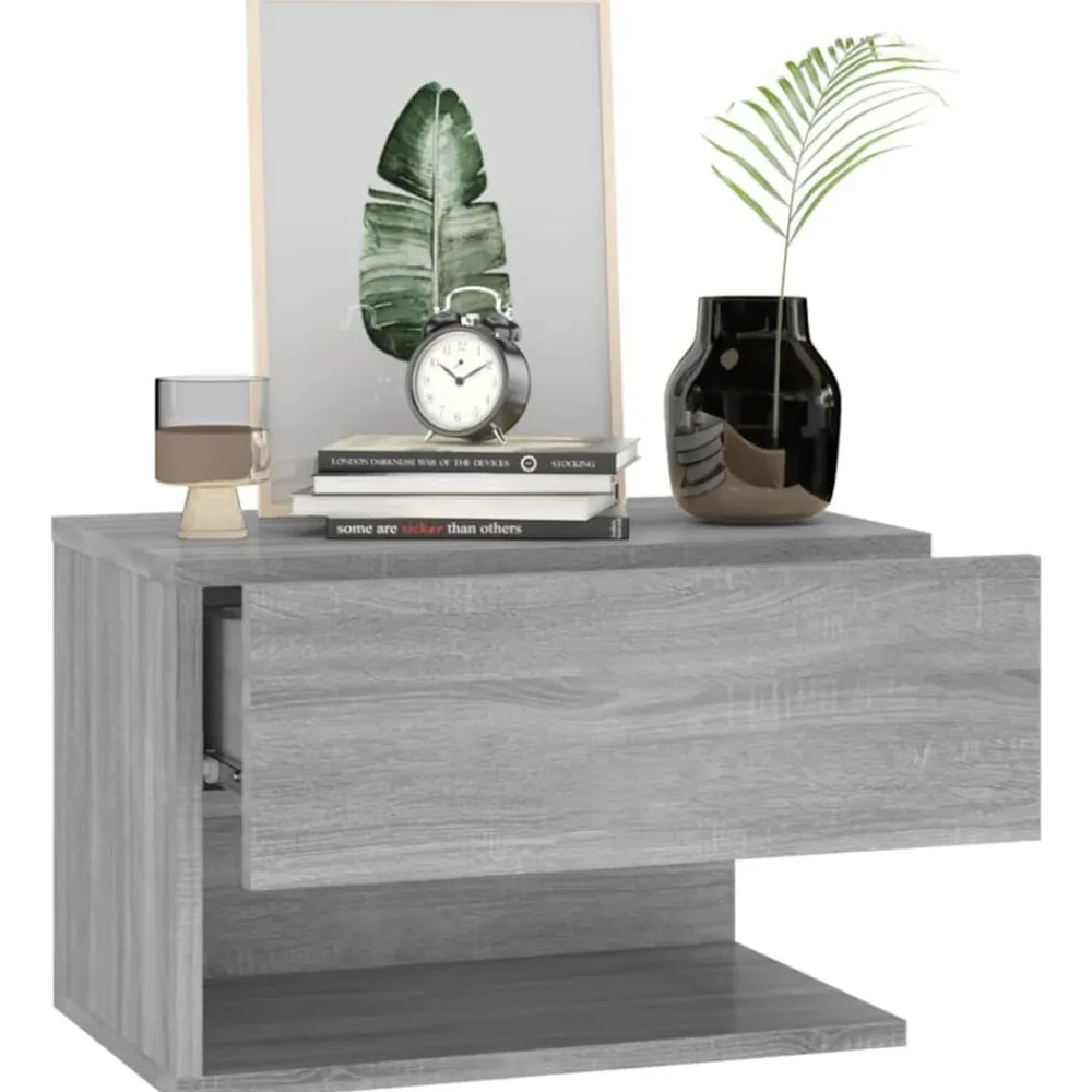 vidaXL Mesita de noche de pared Gris sonoma Best