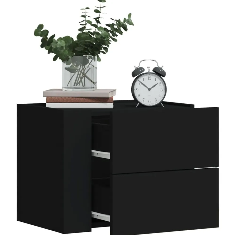 vidaXL Mesas-Mesita de noche de pared negra 45x30x35 cm