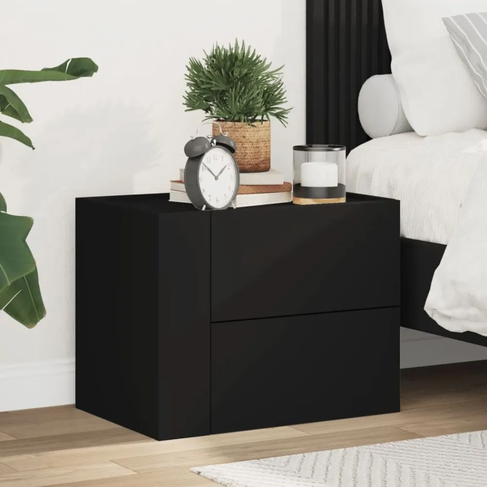 vidaXL Mesas-Mesita de noche de pared negra 45x30x35 cm