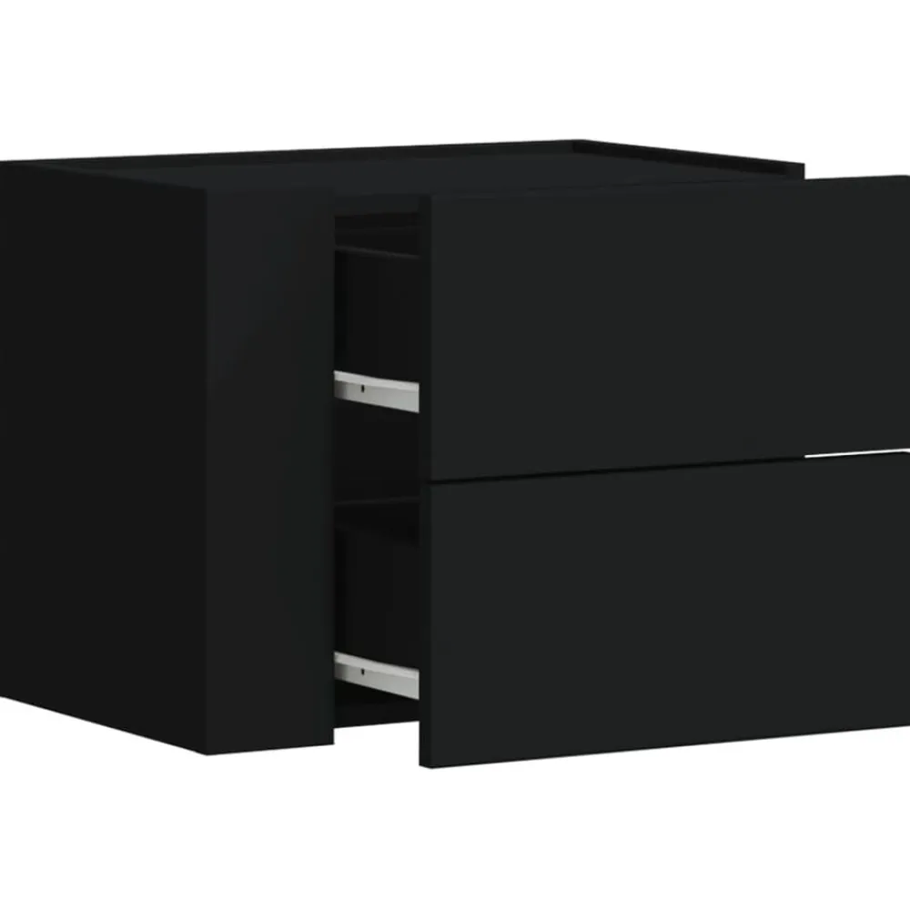 vidaXL Mesas-Mesita de noche de pared negra 45x30x35 cm