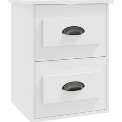 vidaXL Mesita de noche de pared blanca 41,5x36x53 cm Blanco New