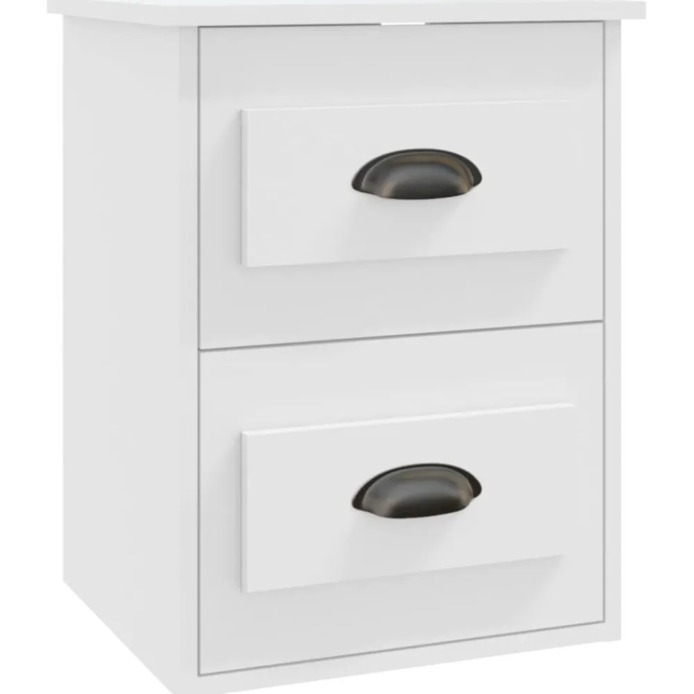 vidaXL Mesita de noche de pared blanca 41,5x36x53 cm Blanco New
