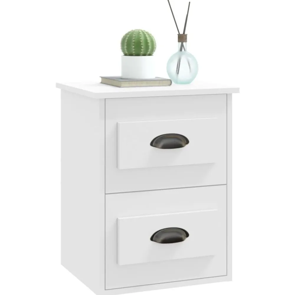 vidaXL Mesita de noche de pared blanca 41,5x36x53 cm Blanco New