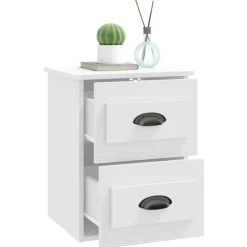 vidaXL Mesita de noche de pared blanca 41,5x36x53 cm Blanco New