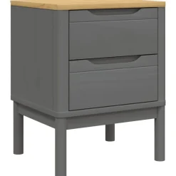 vidaXL Mesita de noche FLORO madera maciza de pino 45x39x57 cm Gris Best