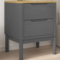 vidaXL Mesita de noche FLORO madera maciza de pino 45x39x57 cm Gris Best