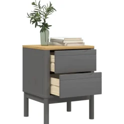 vidaXL Mesita de noche FLORO madera maciza de pino 45x39x57 cm Gris Best