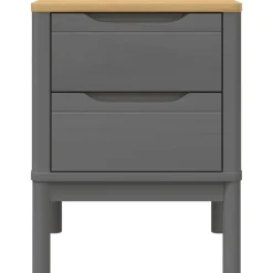 vidaXL Mesita de noche FLORO madera maciza de pino 45x39x57 cm Gris Best