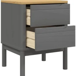 vidaXL Mesita de noche FLORO madera maciza de pino 45x39x57 cm Gris Best