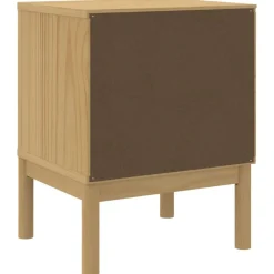 vidaXL Mesas-Mesita de noche FLORO madera de pino marrón cera 45x39x57 cm