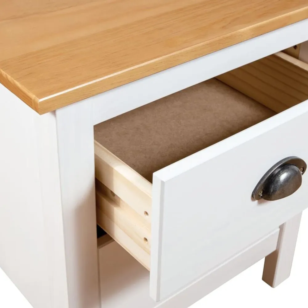 vidaXL Mesas-Mesita de noche Hill madera maciza de pino blanco 46x35x49,5 cm