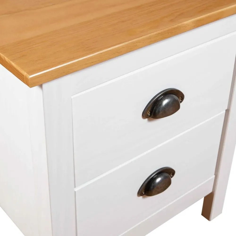 vidaXL Mesas-Mesita de noche Hill madera maciza de pino blanco 46x35x49,5 cm