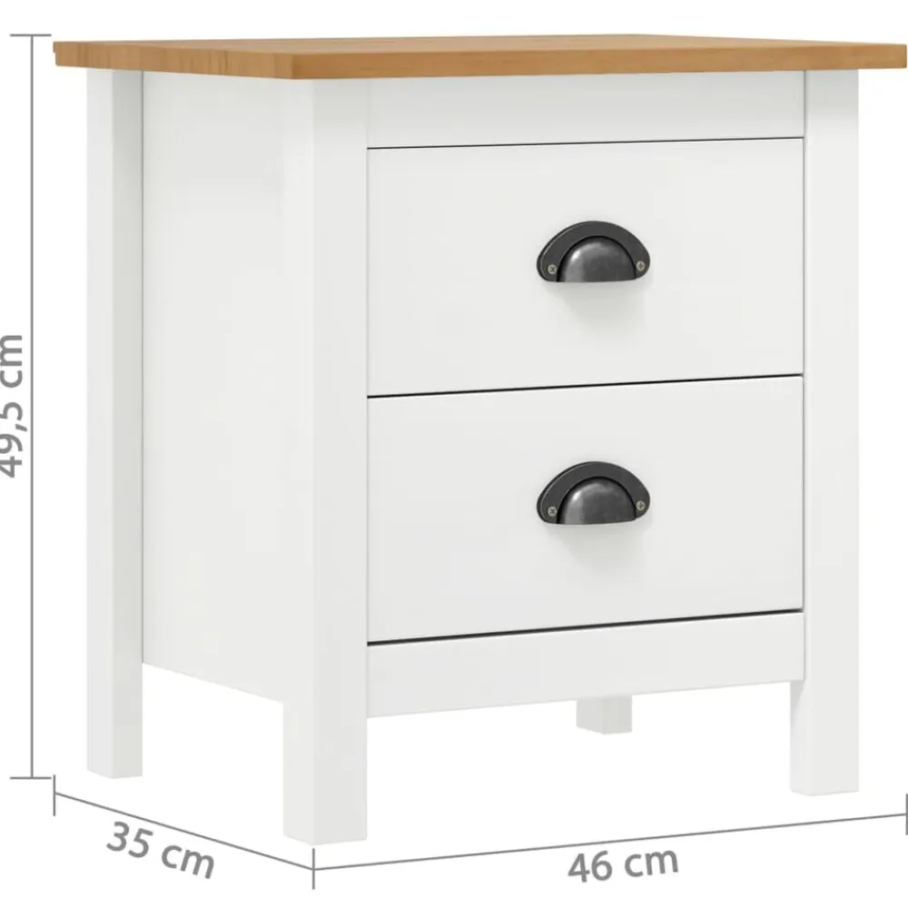 vidaXL Mesas-Mesita de noche Hill madera maciza de pino blanco 46x35x49,5 cm
