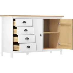 vidaXL Mesita de noche Hill madera maciza de pino blanco 130x40x80 cm Blanco y marr&oacute;n Hot