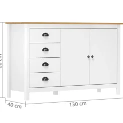 vidaXL Mesita de noche Hill madera maciza de pino blanco 130x40x80 cm Blanco y marr&oacute;n Hot