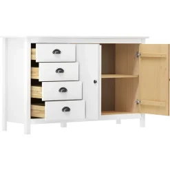 vidaXL Armarios Y Almacenamiento-Mesita de noche Hill madera maciza de pino 130x40x80 cm