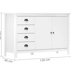 vidaXL Armarios Y Almacenamiento-Mesita de noche Hill madera maciza de pino 130x40x80 cm