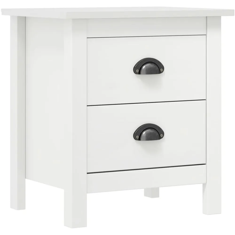 vidaXL Mesita de noche Hill madera maciza de pino 46x35x49,5 cm Blanco Best
