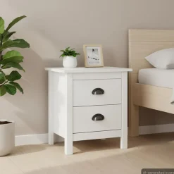 vidaXL Mesita de noche Hill madera maciza de pino 46x35x49,5 cm Blanco Best