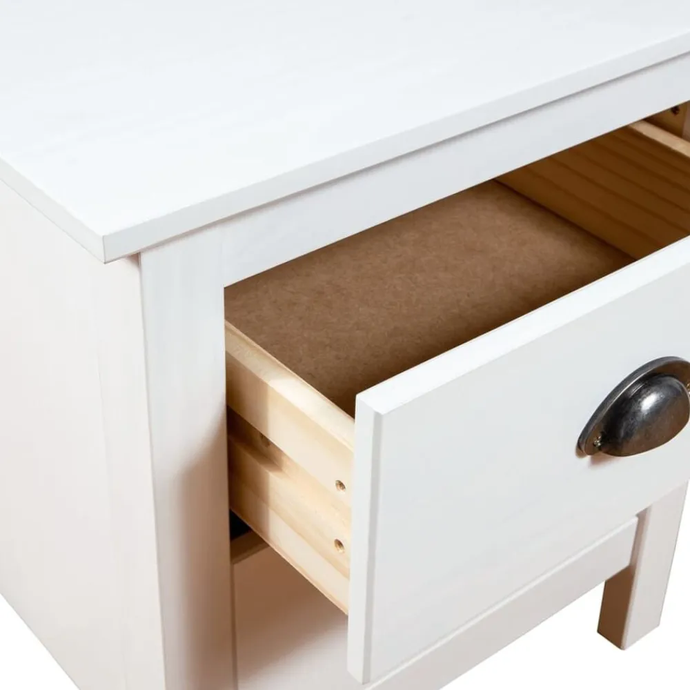 vidaXL Mesita de noche Hill madera maciza de pino 46x35x49,5 cm Blanco Best