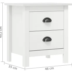 vidaXL Mesita de noche Hill madera maciza de pino 46x35x49,5 cm Blanco Best