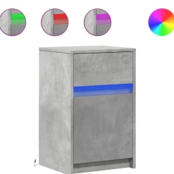 vidaXL Mesita de noche luces LED 2 uds madera ingeniería gris hormigón Gris hormigón
