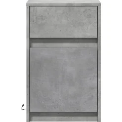 vidaXL Mesita de noche luces LED 2 uds madera ingeniería gris hormigón Gris hormig&oacute;n