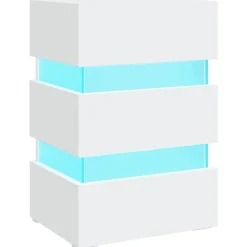 vidaXL Mesas-Mesita de noche luz LED madera de ingeniería 45x35x67 cm