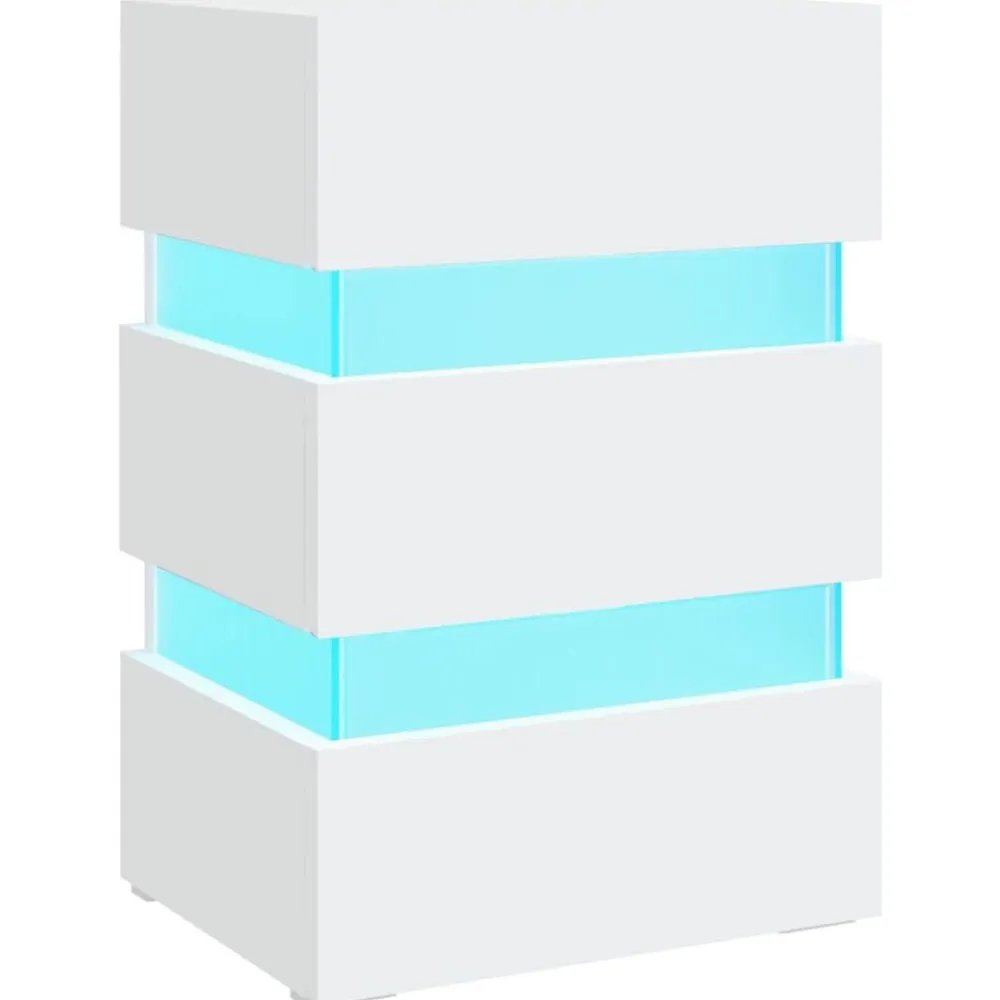 vidaXL Mesas-Mesita de noche luz LED madera de ingeniería 45x35x67 cm