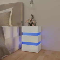 vidaXL Mesas-Mesita de noche luz LED madera de ingeniería 45x35x67 cm