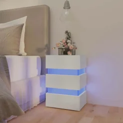 vidaXL Mesas-Mesita de noche luz LED madera de ingeniería 45x35x67 cm
