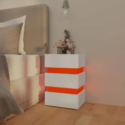 vidaXL Mesas-Mesita de noche luz LED madera de ingeniería 45x35x67 cm