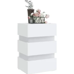 vidaXL Mesas-Mesita de noche luz LED madera de ingeniería 45x35x67 cm