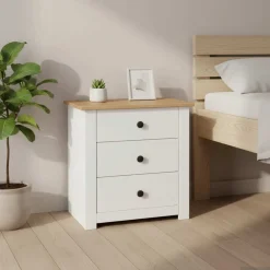 vidaXL Mesas-Mesita de noche madera maciza pino Panamá 46x40x57 cm