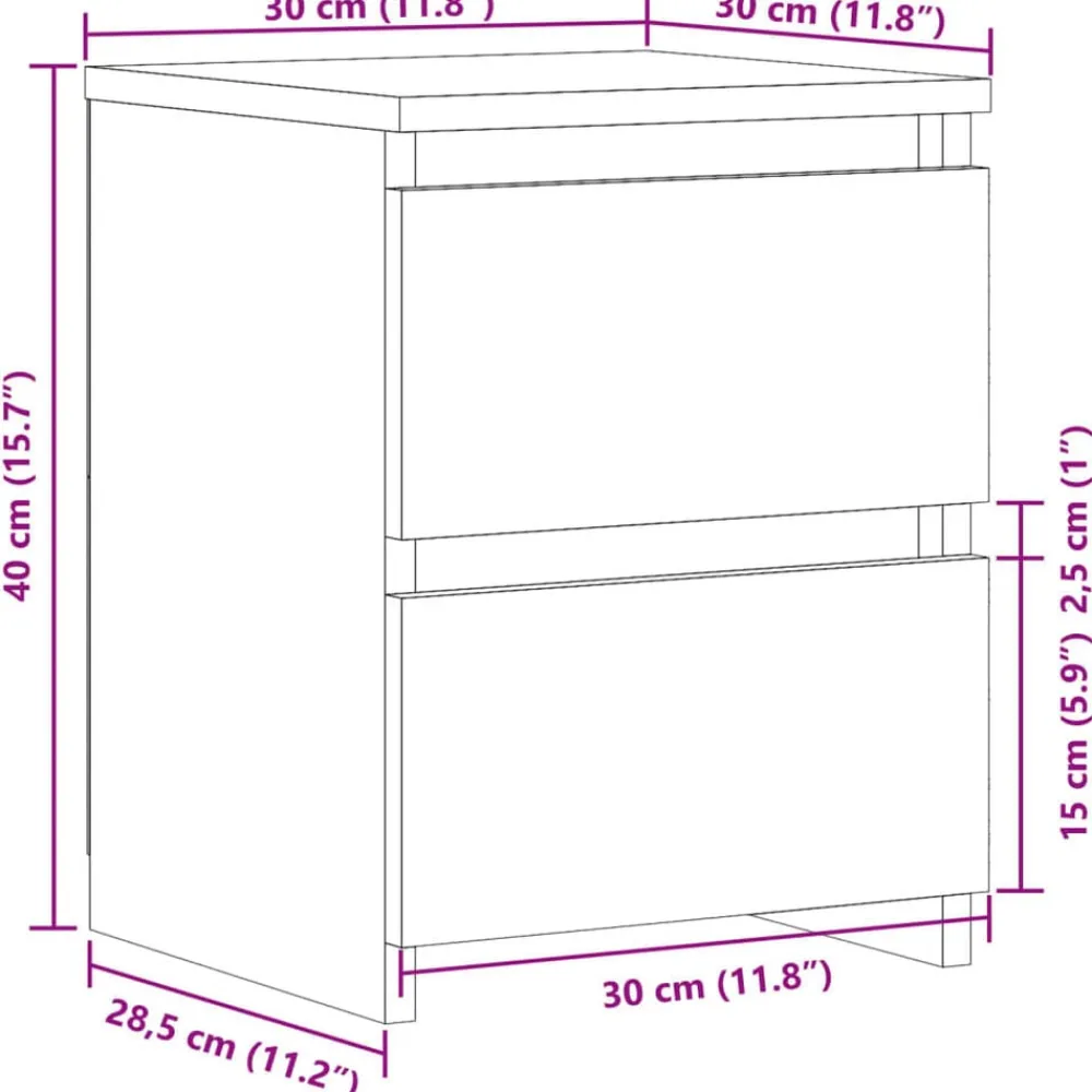 vidaXL Mesas-Mesita de noche madera de ingeniería envejecida 30x30x40 cm