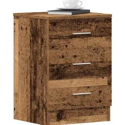 vidaXL Mesita de noche madera contrachapada madera vieja 38x35x55 cm Madera antigua New