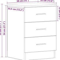 vidaXL Mesita de noche madera contrachapada madera vieja 38x35x55 cm Madera antigua New