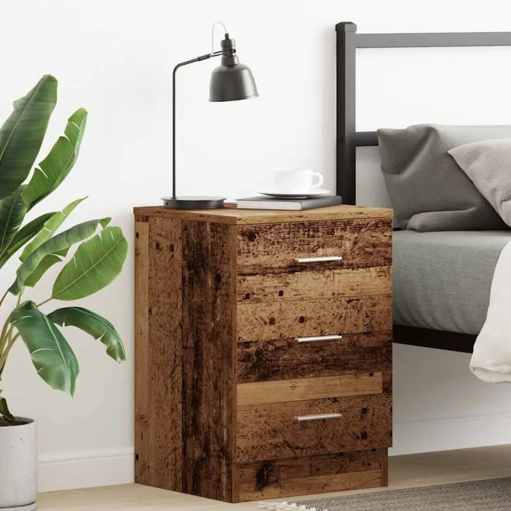vidaXL Mesita de noche madera contrachapada madera vieja 38x35x55 cm Madera antigua New