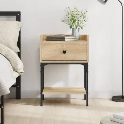 vidaXL Mesita de noche madera de ingeniería 40,5x31x60 cm Roble Sonoma Online