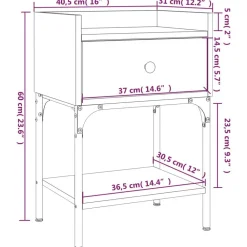 vidaXL Mesita de noche madera de ingeniería 40,5x31x60 cm Roble Sonoma Online