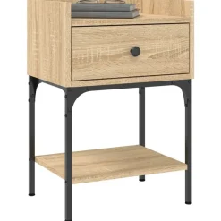 vidaXL Mesita de noche madera de ingeniería 40,5x31x60 cm Roble Sonoma Online