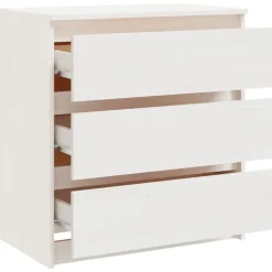 vidaXL Mesita de noche madera maciza de mango 60x36x64 cm Blanco Discount